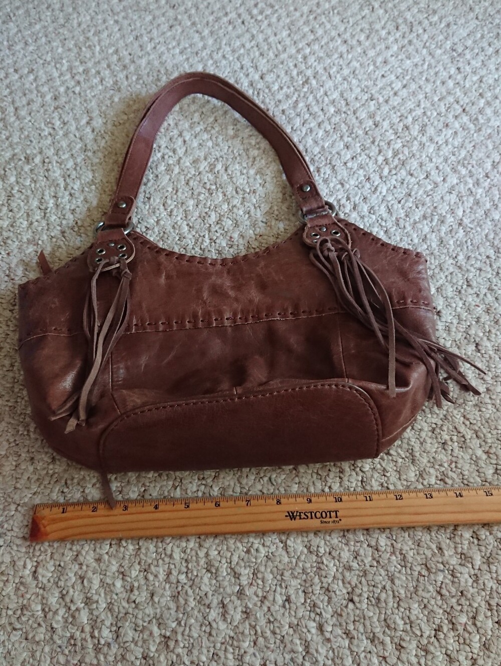 The Sak Indio large brown leather hobo shoulder bag with fringe tassels - Picture 11 of 14